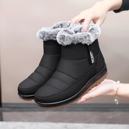 Winter Snow Boot With Side Zipper Fashion Warm Plush Ankle Boots Women's Fleece Short Shoes