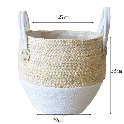 Fashion Straw Flowerpot Basket Dirty Clothes Hamper