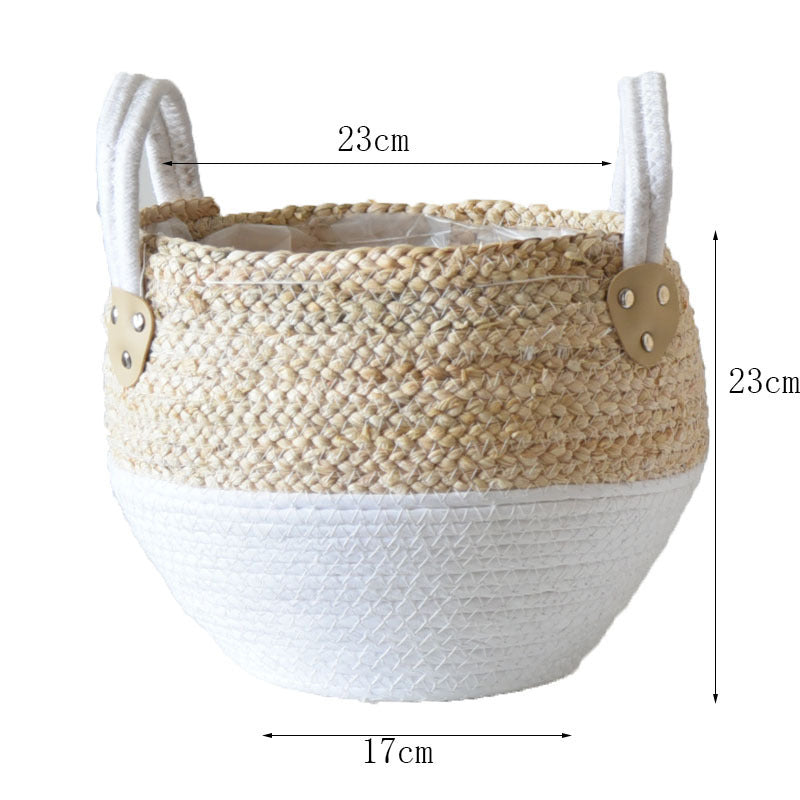 Fashion Straw Flowerpot Basket Dirty Clothes Hamper