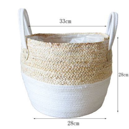 Fashion Straw Flowerpot Basket Dirty Clothes Hamper