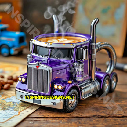 Durable Truck Coffee Mug Semi Truck Handcrafted Coffee Cup Semi-trailer Shaped Semi-Truck Coffee Mugs For Family